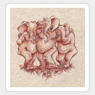 The Three Graces - Original Prisma Pencil Drawing Sticker